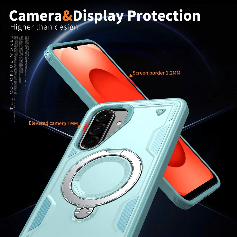 For Samsung Galaxy A26 5G Magnetic Case Military Protection PC + TPU Kickstand Phone Cover - Baby Blue - 5