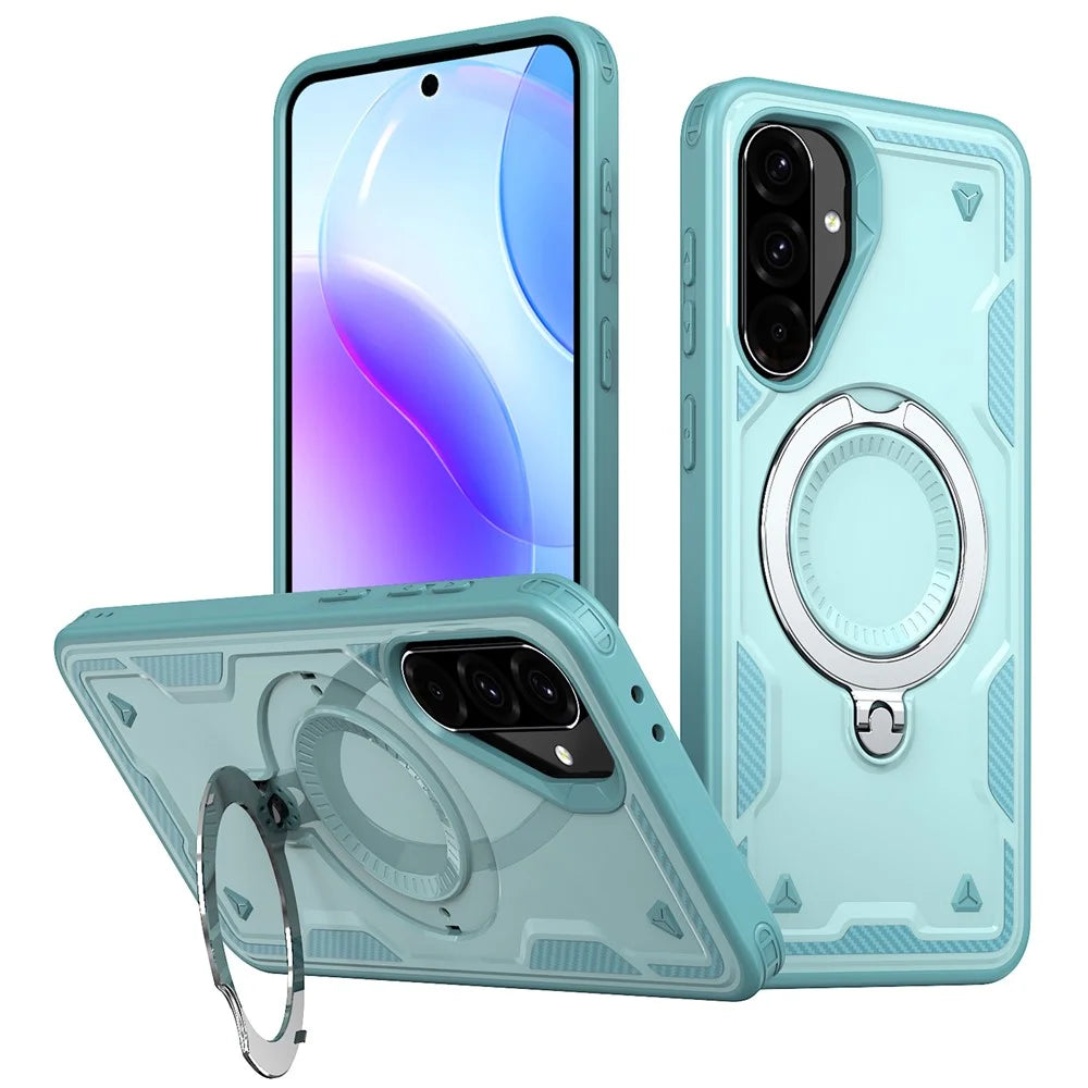 For Samsung Galaxy Galaxy A56 5G / A37 5G / A36 5G Magnetic Case Military Protection PC + TPU Kickstand Phone Cover - Baby Blue - 1