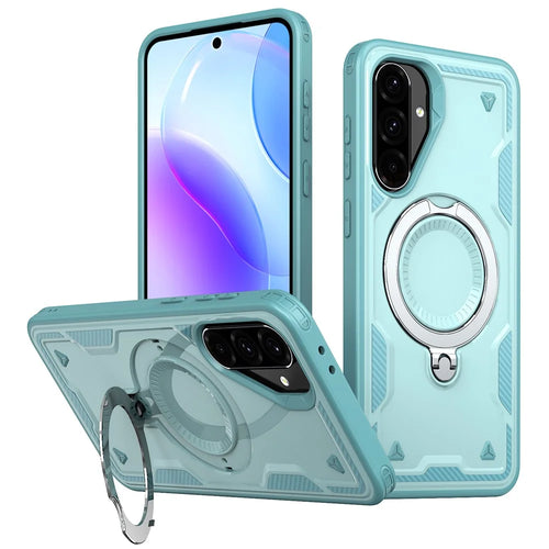 For Samsung Galaxy Galaxy A56 5G / A37 5G / A36 5G Magnetic Case Military Protection PC + TPU Kickstand Phone Cover - Baby Blue - 1