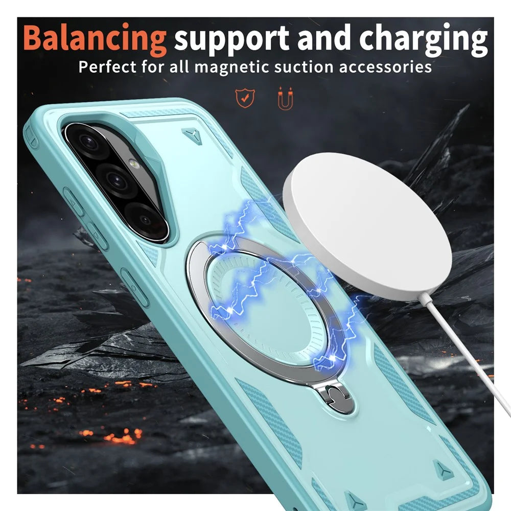 For Samsung Galaxy Galaxy A56 5G / A37 5G / A36 5G Magnetic Case Military Protection PC + TPU Kickstand Phone Cover - Baby Blue - 2