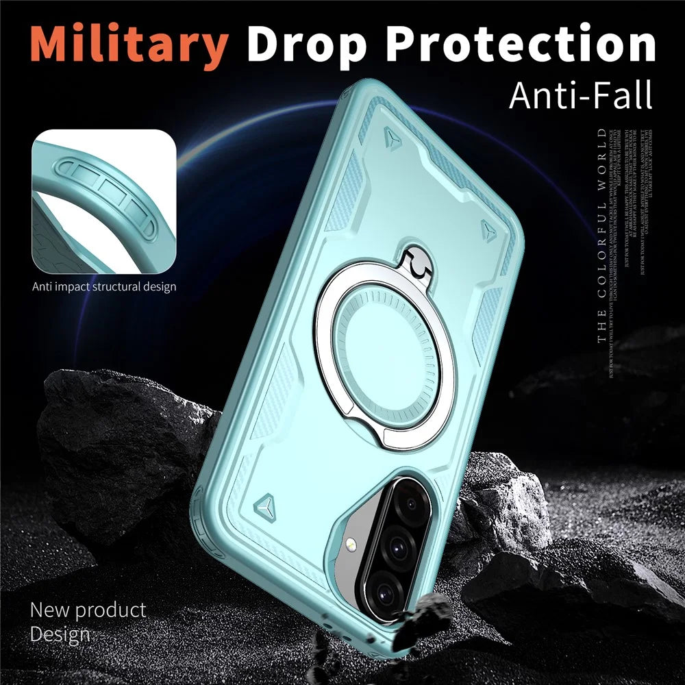 For Samsung Galaxy Galaxy A56 5G / A37 5G / A36 5G Magnetic Case Military Protection PC + TPU Kickstand Phone Cover - Baby Blue - 3