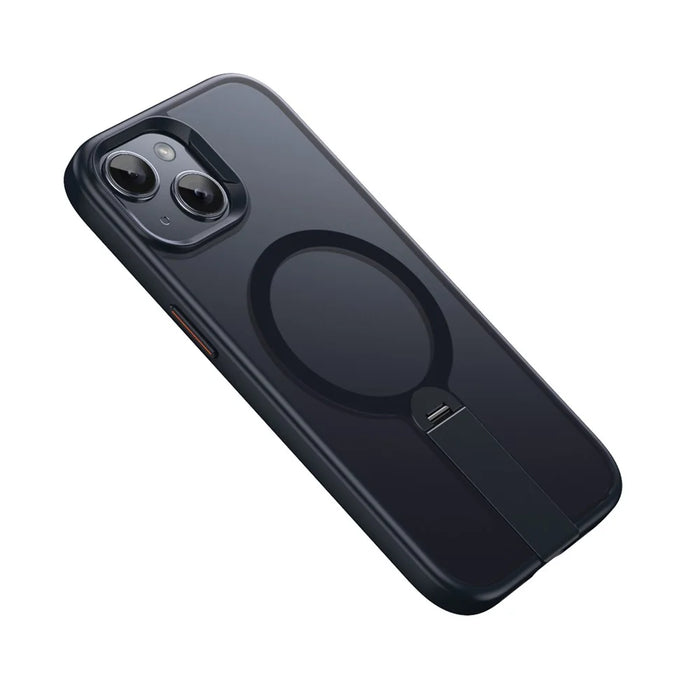For iPhone 13 Case Compatible with MagSafe Rotating Straight Kickstand TPU + PC Matte Phone Cover - Black - 2