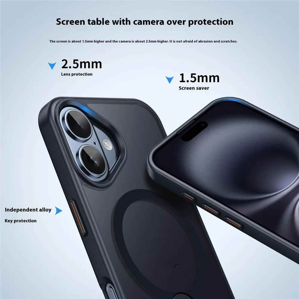 For iPhone 16 Case Compatible with MagSafe Rotating Straight Kickstand TPU + PC Matte Phone Cover - Black - 5