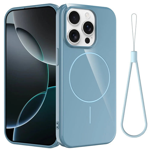For iPhone 13 Pro Max Magnetic Case Compatible with MagSafe TPU Phone Back Cover with Lanyard - Blue - 1