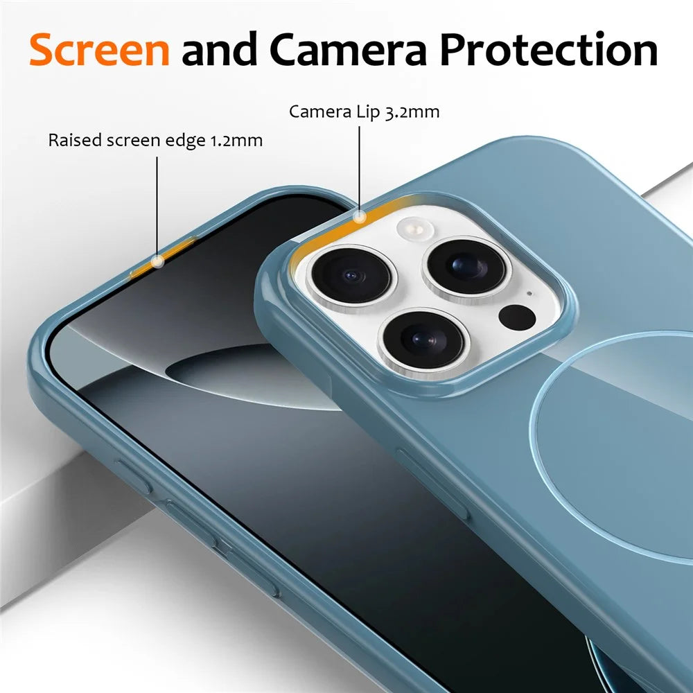 For iPhone 13 Pro Max Magnetic Case Compatible with MagSafe TPU Phone Back Cover with Lanyard - Blue - 3