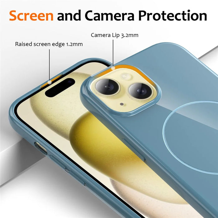 For iPhone 15 Plus Magnetic Case Compatible with MagSafe TPU Phone Back Cover with Lanyard - Blue - 3