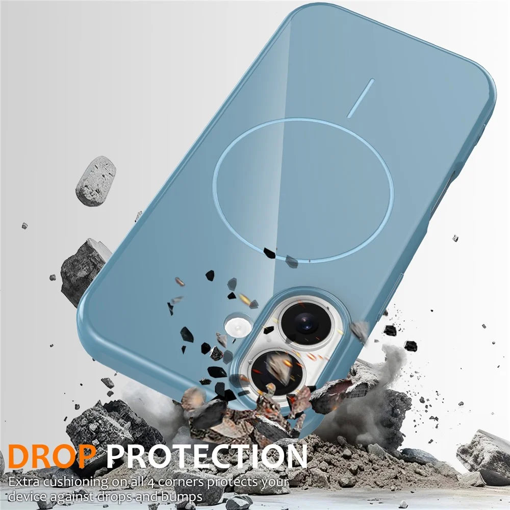 For iPhone 16 Magnetic Case Compatible with MagSafe TPU Phone Back Cover with Lanyard - Blue - 4