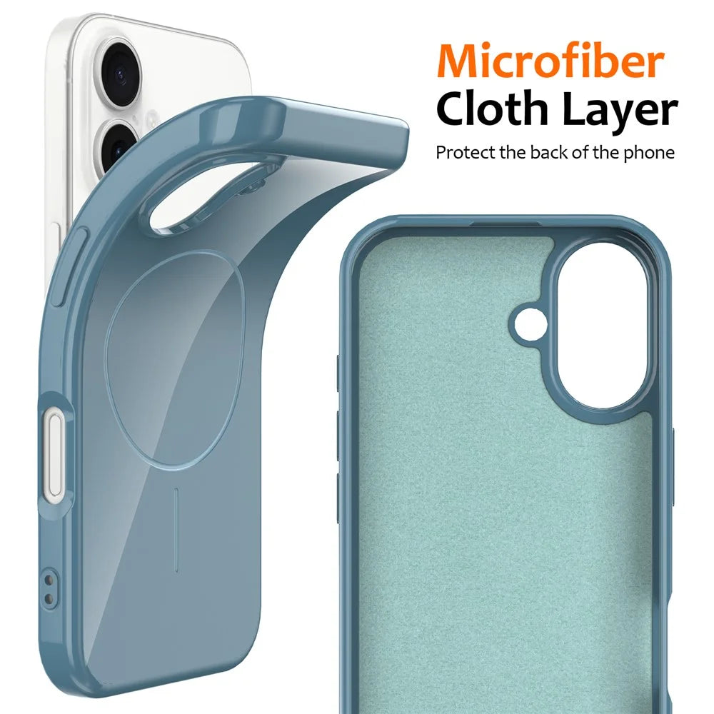 For iPhone 16 Magnetic Case Compatible with MagSafe TPU Phone Back Cover with Lanyard - Blue - 5