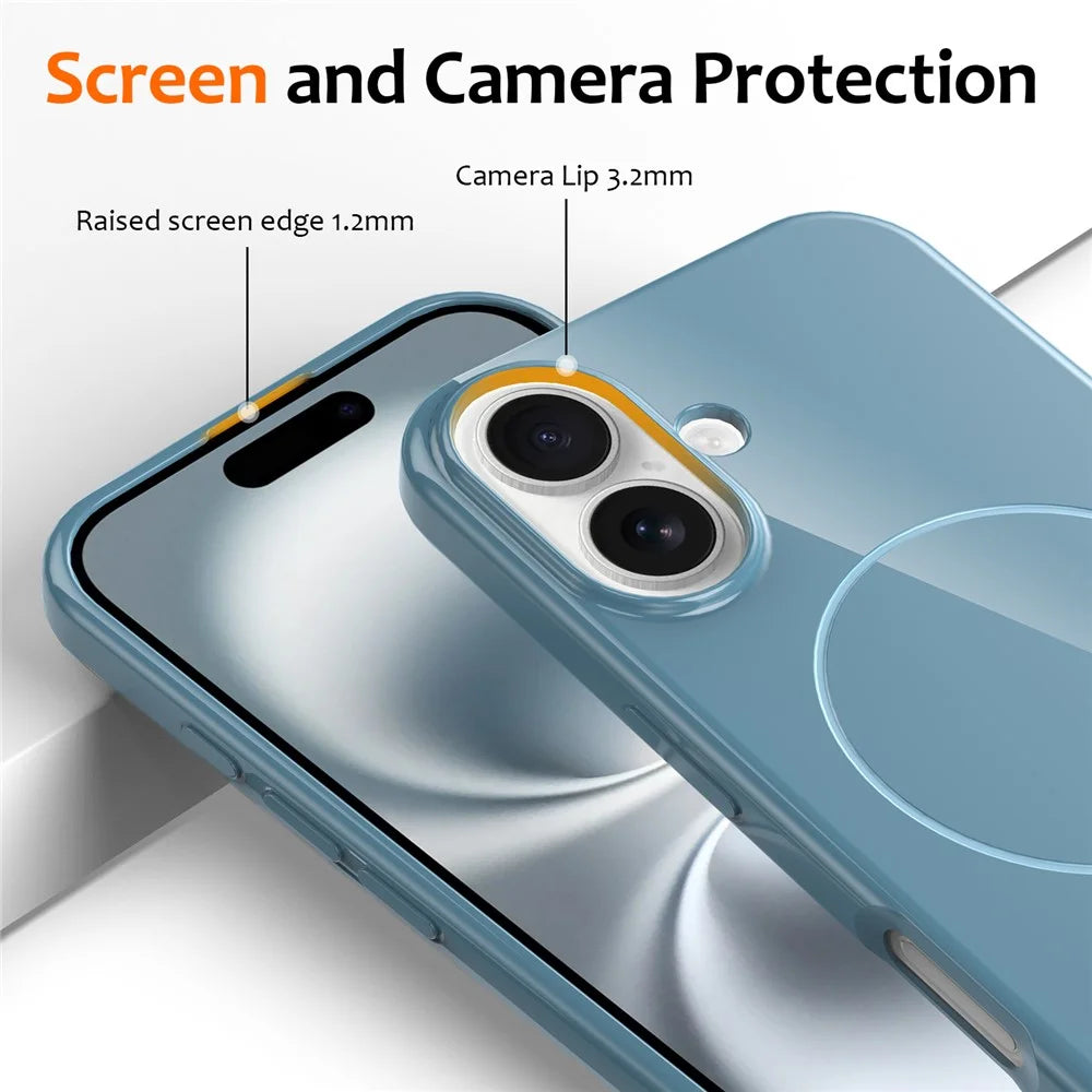 For iPhone 16 Plus Magnetic Case Compatible with MagSafe TPU Phone Back Cover with Lanyard - Blue - 3