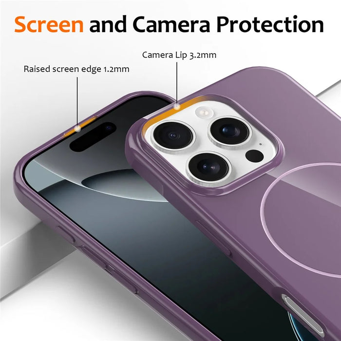 For iPhone 16 Pro Magnetic Case Compatible with MagSafe TPU Phone Back Cover with Lanyard - Purple - 3