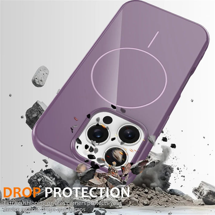 For iPhone 16 Pro Magnetic Case Compatible with MagSafe TPU Phone Back Cover with Lanyard - Purple - 4