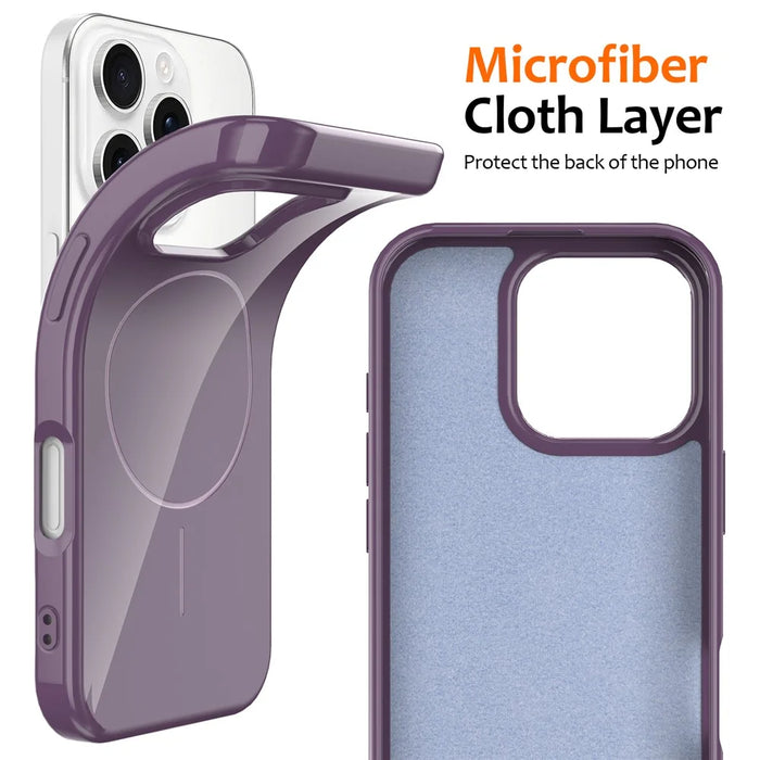 For iPhone 16 Pro Magnetic Case Compatible with MagSafe TPU Phone Back Cover with Lanyard - Purple - 5