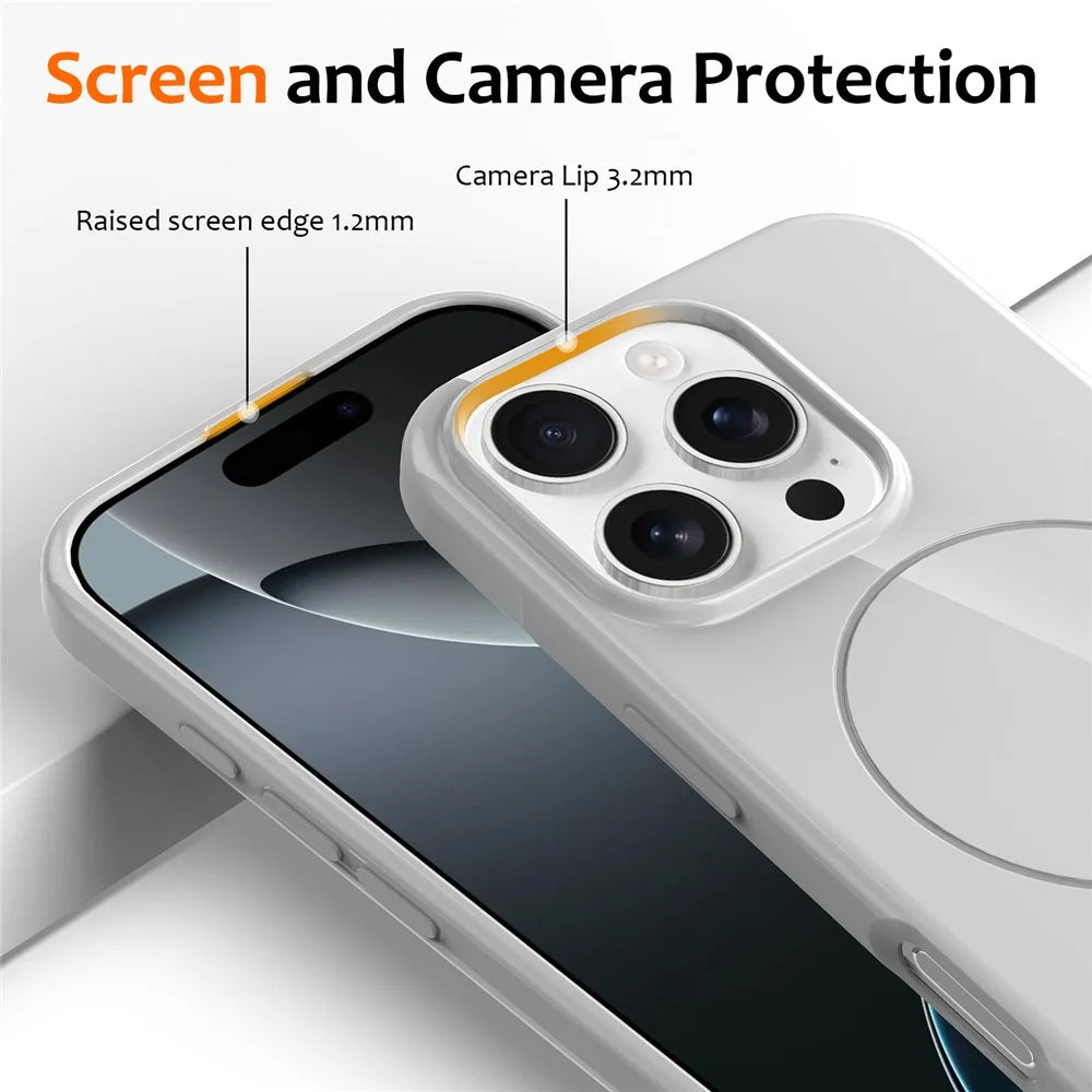 For iPhone 16 Pro Max Magnetic Case Compatible with MagSafe TPU Phone Back Cover with Lanyard - White - 3
