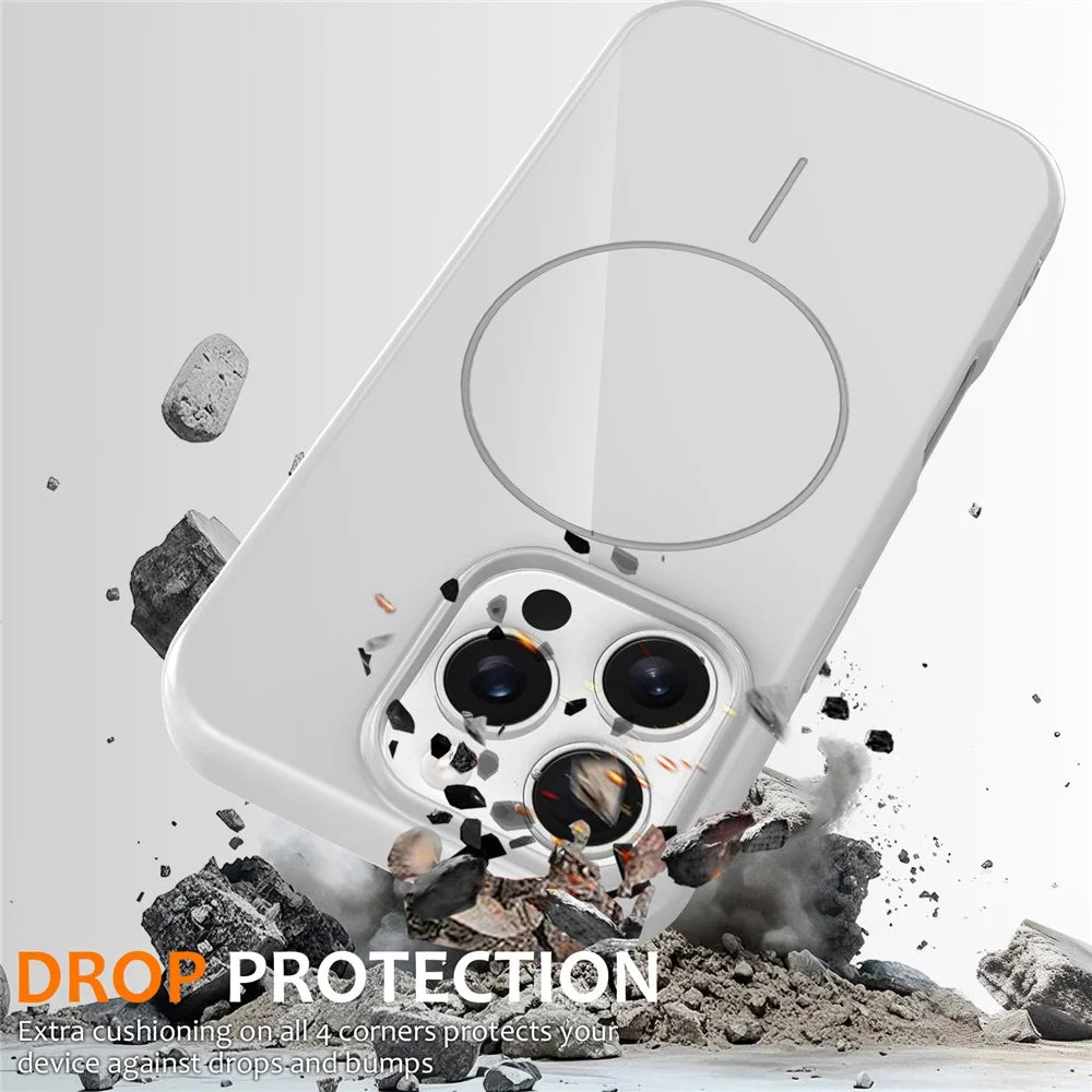 For iPhone 16 Pro Max Magnetic Case Compatible with MagSafe TPU Phone Back Cover with Lanyard - White - 4