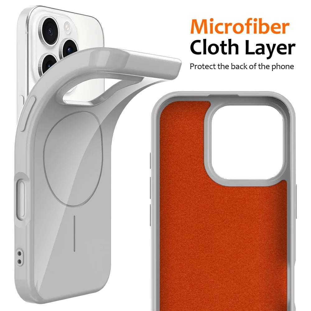 For iPhone 16 Pro Max Magnetic Case Compatible with MagSafe TPU Phone Back Cover with Lanyard - White - 5