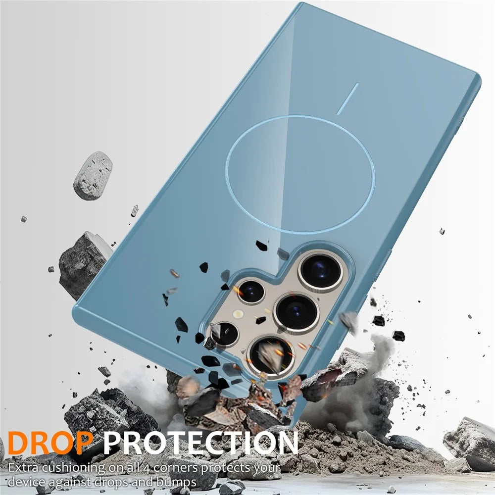 For Samsung Galaxy S24 Ultra Magnetic Case TPU Phone Back Cover with Lanyard - Blue - 4