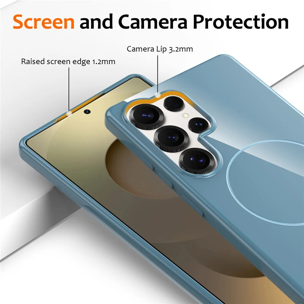 For Samsung Galaxy S25 Ultra Magnetic Case TPU Phone Back Cover with Lanyard - Blue - 3