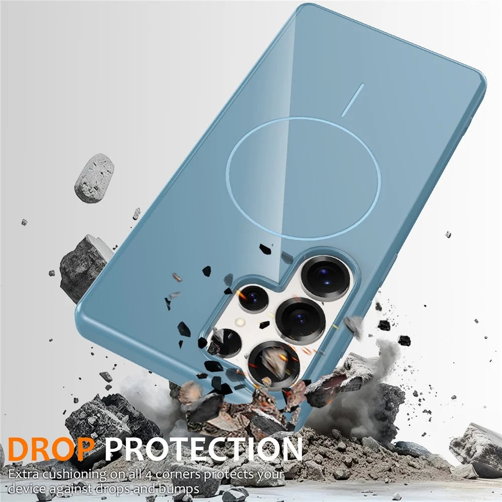 For Samsung Galaxy S25 Ultra Magnetic Case TPU Phone Back Cover with Lanyard - Blue - 4
