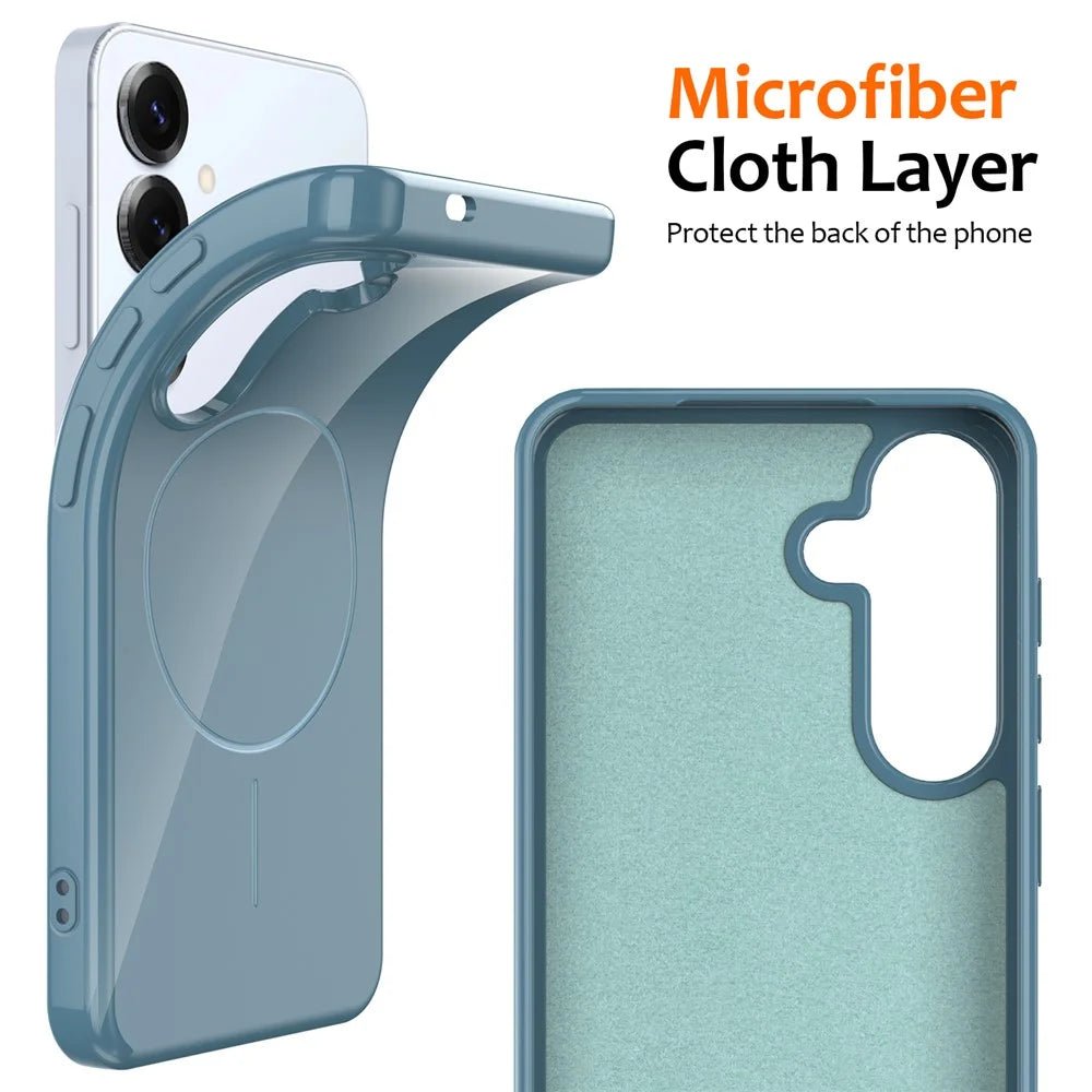 For Samsung Galaxy S24 Magnetic Case TPU Phone Back Cover with Lanyard - Blue - 5