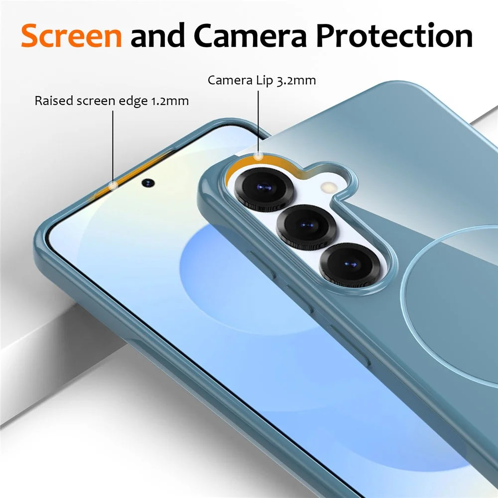 For Samsung Galaxy S25 Magnetic Case TPU Phone Back Cover with Lanyard - Blue - 3