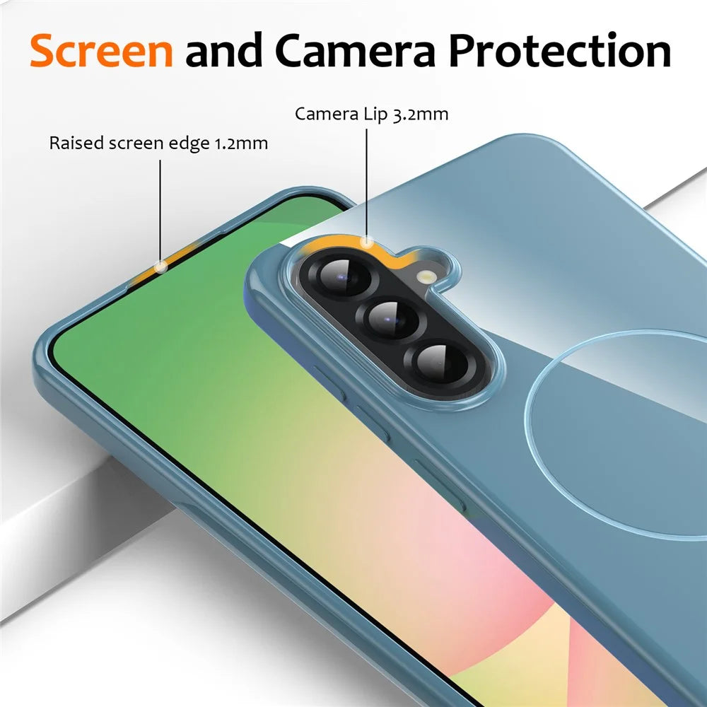 For Samsung Galaxy A25 5G (Global) Magnetic Case TPU Phone Back Cover with Lanyard - Blue - 2