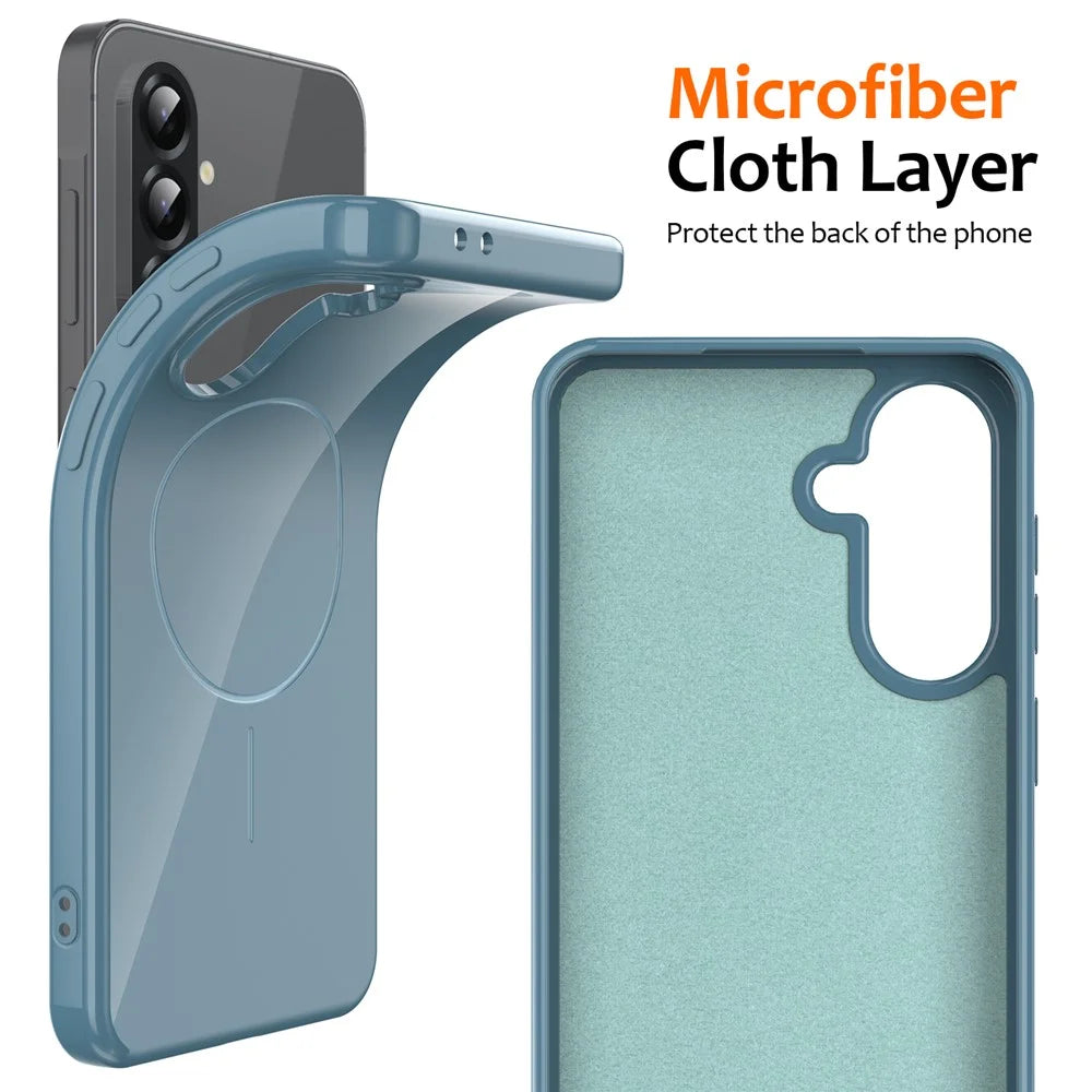 For Samsung Galaxy A25 5G (Global) Magnetic Case TPU Phone Back Cover with Lanyard - Blue - 4
