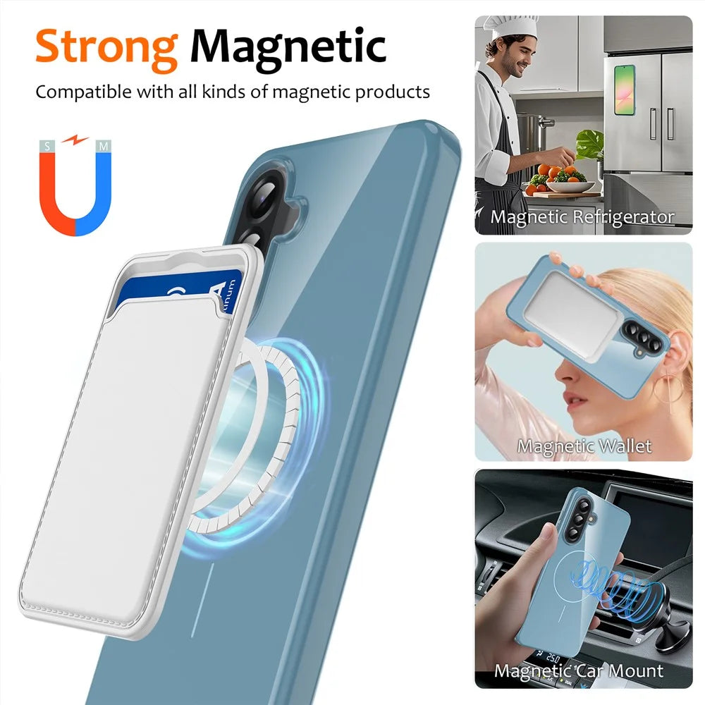 For Samsung Galaxy A25 5G (Global) Magnetic Case TPU Phone Back Cover with Lanyard - Blue - 7