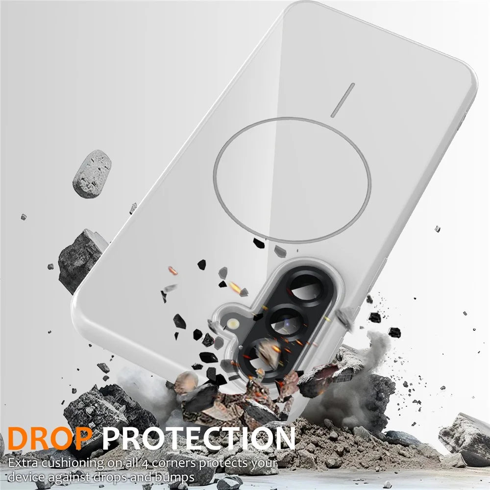For Samsung Galaxy A26 5G Magnetic Case TPU Phone Back Cover with Lanyard - White - 3