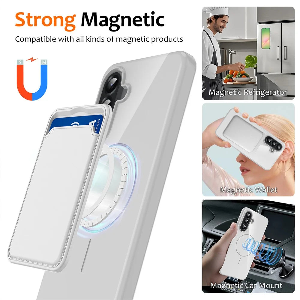 For Samsung Galaxy A26 5G Magnetic Case TPU Phone Back Cover with Lanyard - White - 7