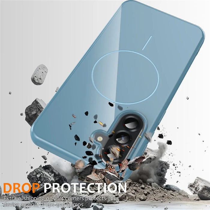 For Samsung Galaxy A36 5G Magnetic Case TPU Phone Back Cover with Lanyard - Blue - 3