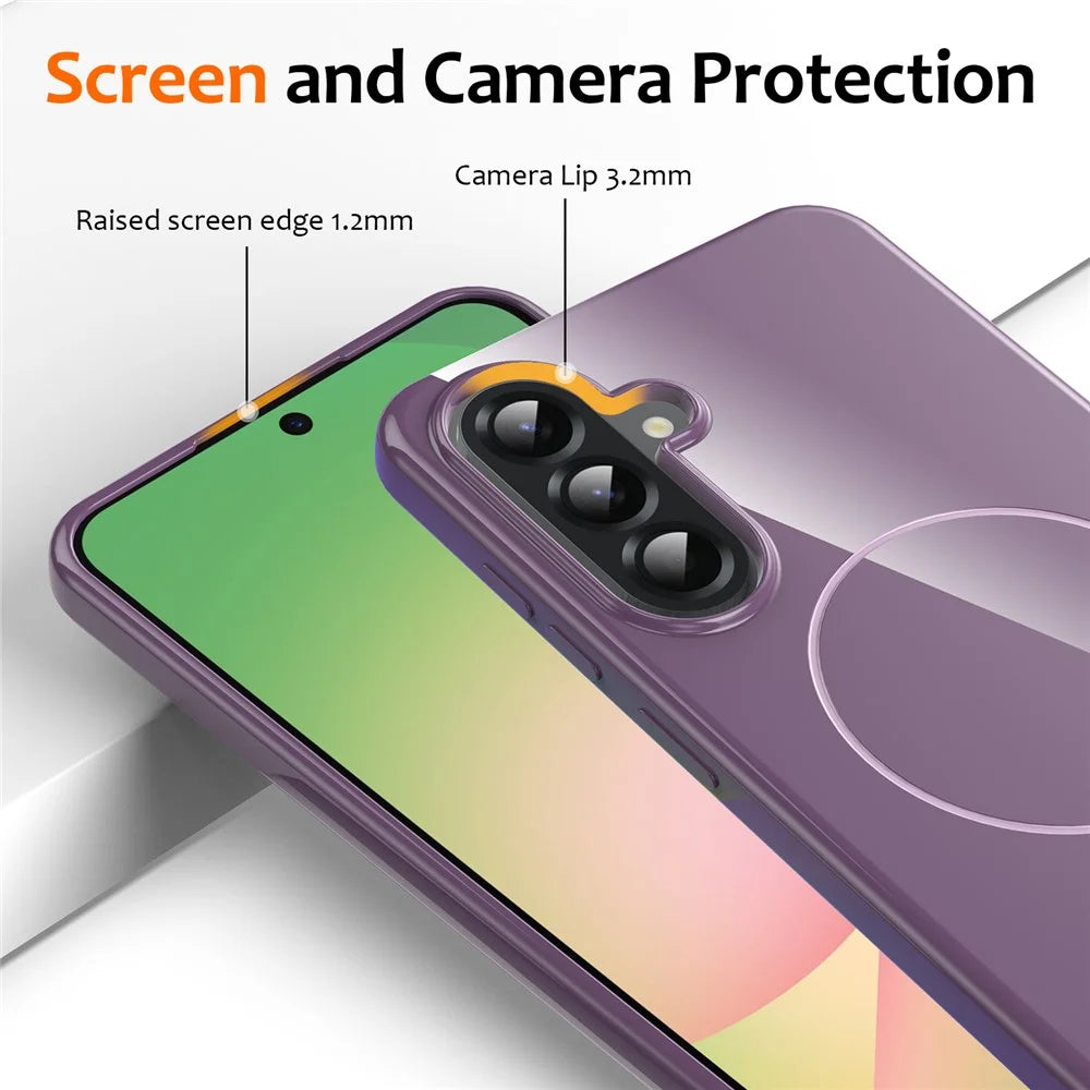 For Samsung Galaxy A35 5G Magnetic Case TPU Phone Back Cover with Lanyard - Purple - 2
