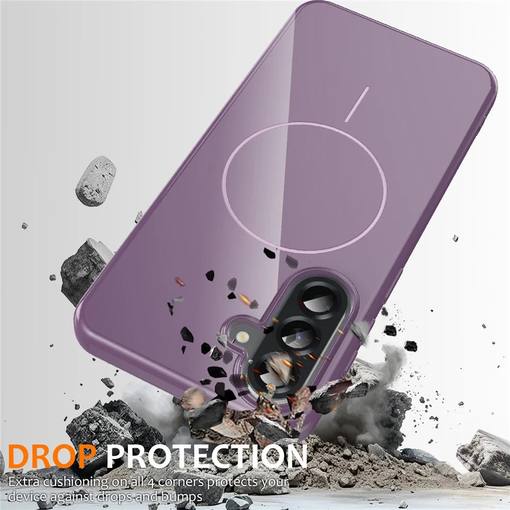For Samsung Galaxy A35 5G Magnetic Case TPU Phone Back Cover with Lanyard - Purple - 3