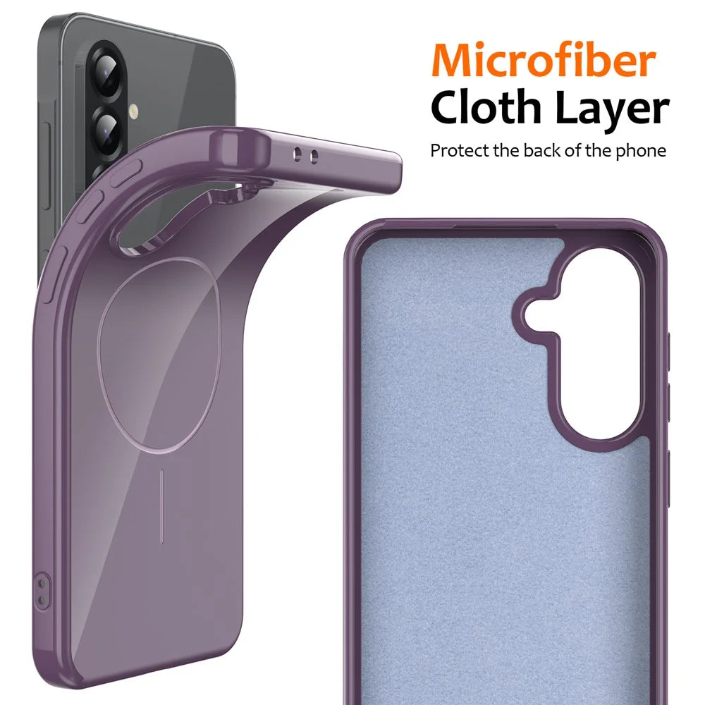 For Samsung Galaxy A35 5G Magnetic Case TPU Phone Back Cover with Lanyard - Purple - 4