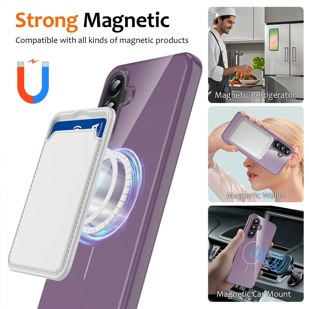 For Samsung Galaxy A35 5G Magnetic Case TPU Phone Back Cover with Lanyard - Purple - 7