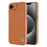 AZNS For iPhone 17e / 16e Case Electroplating Carbon Fiber Texture PU + TPU Phone Cover - Brown - 1