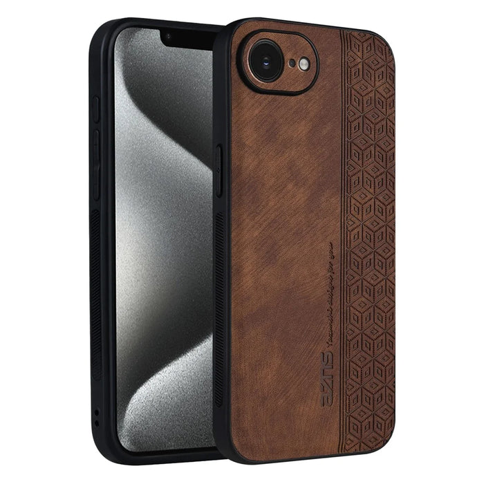 AZNS For iPhone 17e / 16e Case Protective PU Leather Covered TPU Phone Shell - Brown - 1