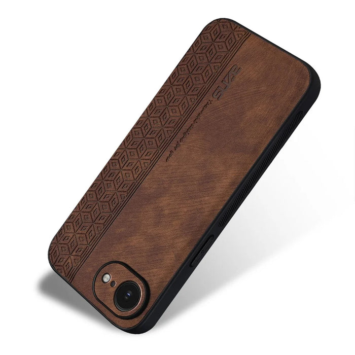 AZNS For iPhone 17e / 16e Case Protective PU Leather Covered TPU Phone Shell - Brown - 3