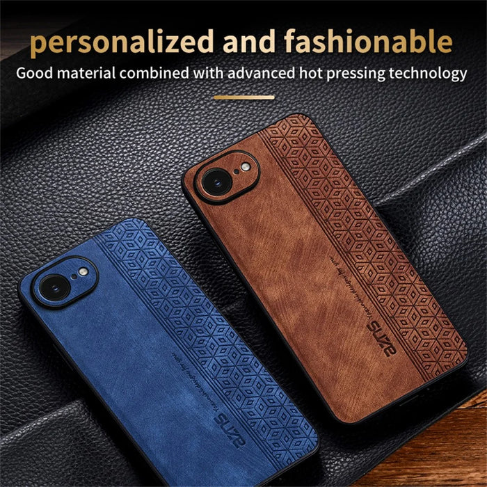 AZNS For iPhone 17e / 16e Case Protective PU Leather Covered TPU Phone Shell - Brown - 6