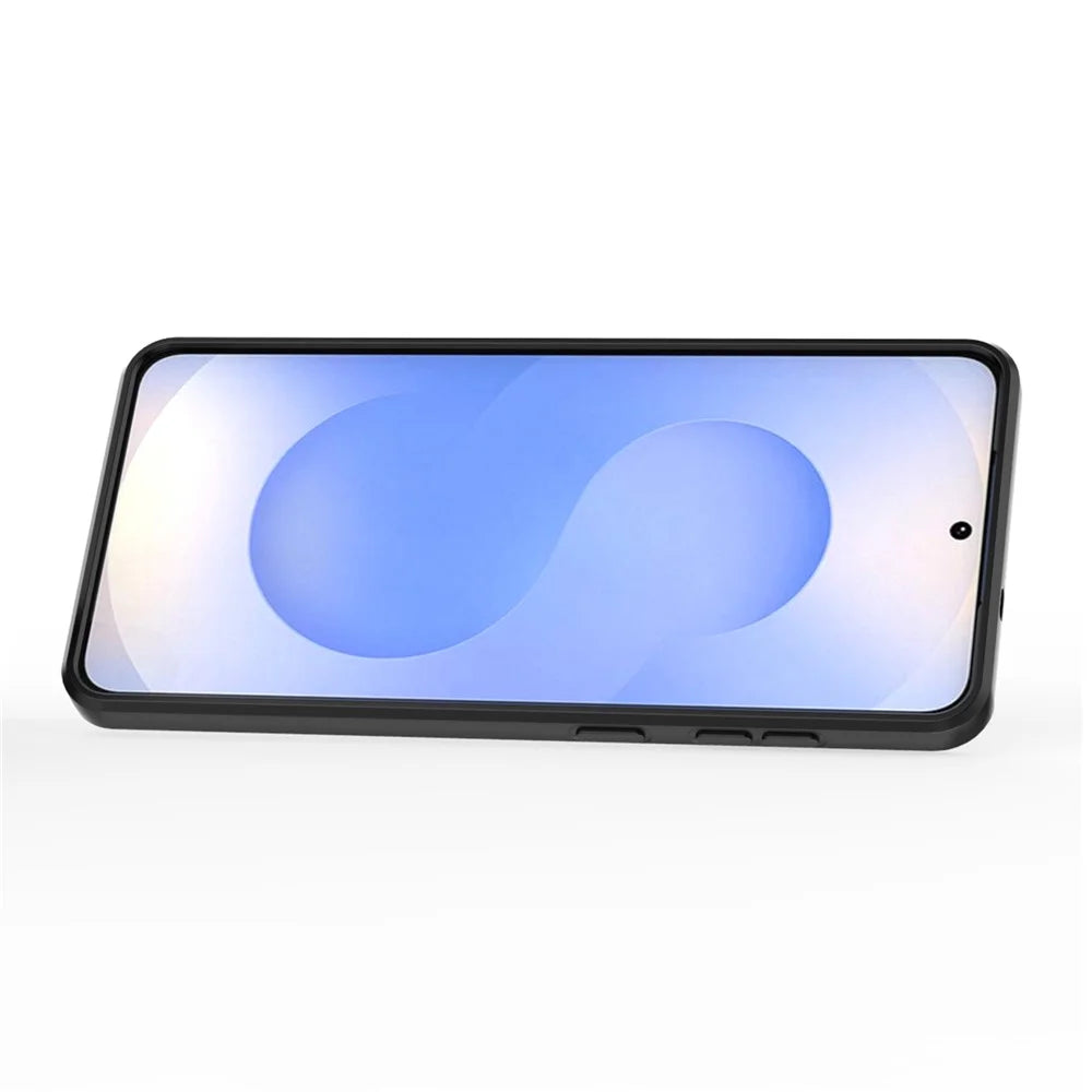 For Samsung Galaxy S25 Edge Case PC + TPU Kickstand Phone Protector with Lens Cover - Black - 3