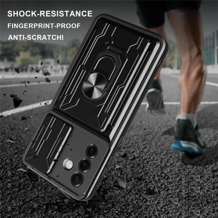For Samsung Galaxy S25 Case PC + TPU Kickstand Phone Back Cover with Camera Slider - Titanium Grey - 2