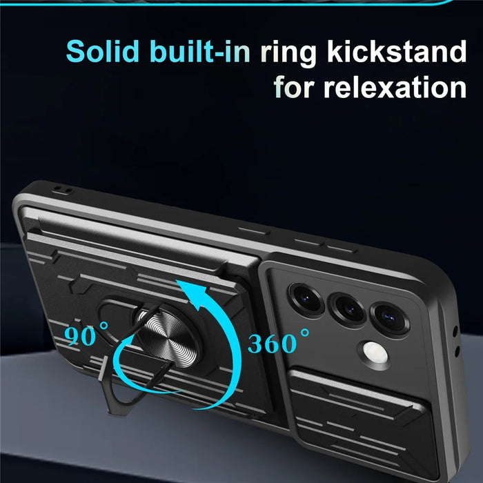 For Samsung Galaxy S25 Case PC + TPU Kickstand Phone Back Cover with Camera Slider - Titanium Grey - 4