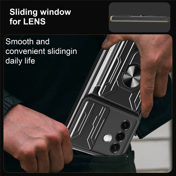 For Samsung Galaxy S25 Case PC + TPU Kickstand Phone Back Cover with Camera Slider - Titanium Grey - 7