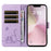 For iPhone 17e / 16e Wallet Case Cat Pattern Imprint Leather Phone Cover with Wrist Strap - Light Purple - 2