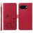 For Google Pixel 9a Wallet Case Cat Pattern Imprint Leather Phone Cover with Wrist Strap - Red - 1