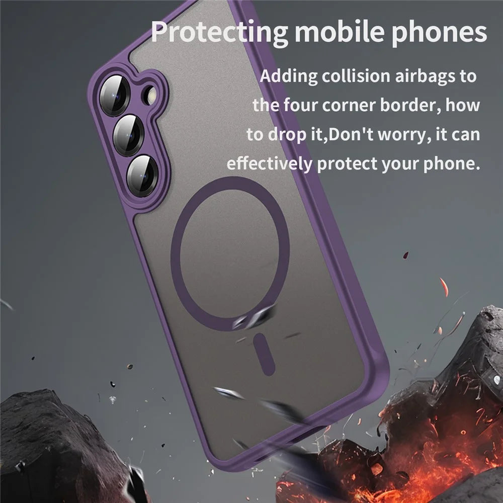 For Samsung Galaxy A36 5G Magnetic Case Anti Drop PC + TPU Phone Cover - Purple - 5