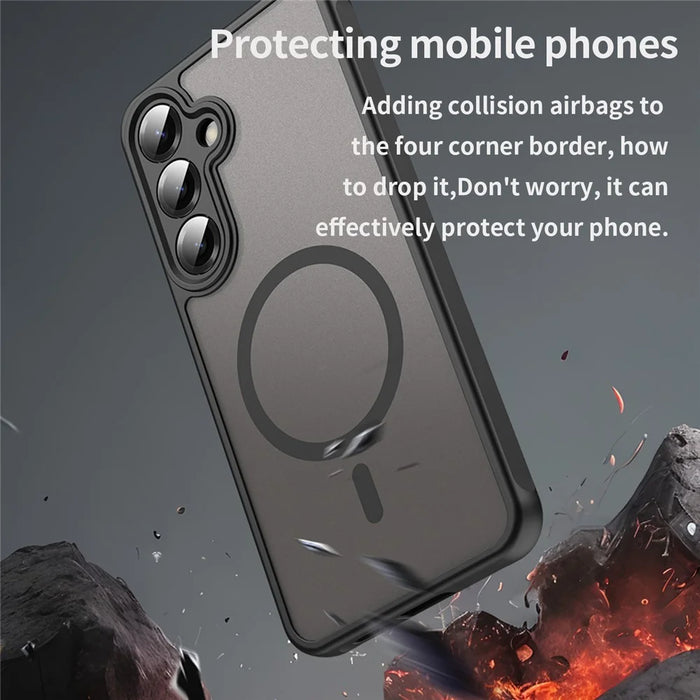 For Samsung Galaxy S24 FE Magnetic Case Anti Drop PC + TPU Phone Cover - Black - 5