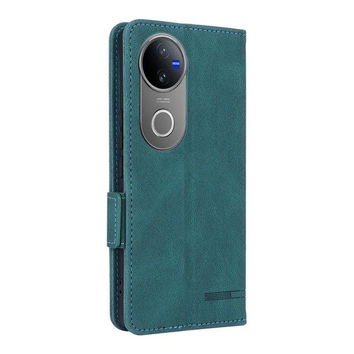 For vivo V50 5G Case Leather Wallet Flip Phone Cover with Hardware Decor - Blue - 6