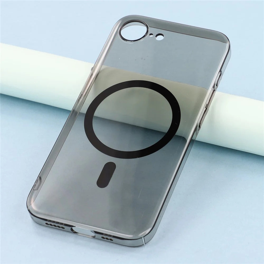 X-LEVEL For iPhone 17e / 16e Case Compatible with MagSafe Clear Back Slim Hard PC Phone Cover - Transparent Black - 6