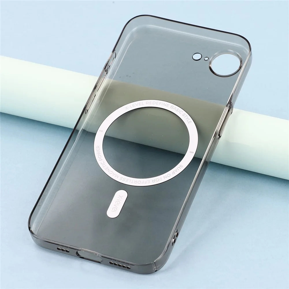 X-LEVEL For iPhone 17e / 16e Case Compatible with MagSafe Clear Back Slim Hard PC Phone Cover - Transparent Black - 7