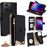 For TCL 503 Wallet Case Fishtail Design Leather Phone Cover with Mirror / Stand / Strap - Black - 1